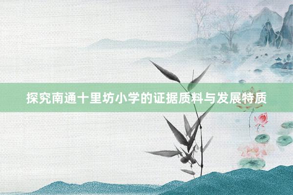 探究南通十里坊小学的证据质料与发展特质